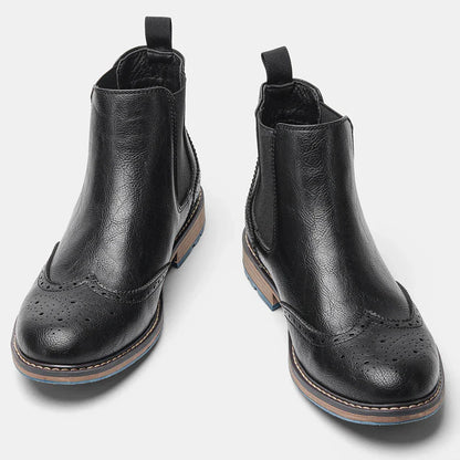 Overton Herren Chelsea Stiefel Brogue Leder
