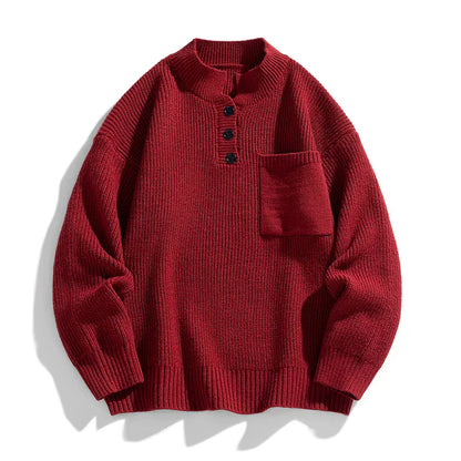 Herren Strickpullover Knopfleiste Winter