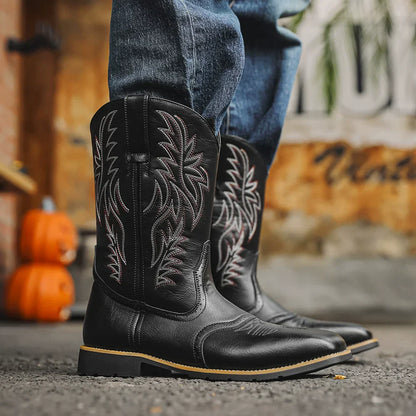 Herren Westernstiefel Mittelhoch Stickerei