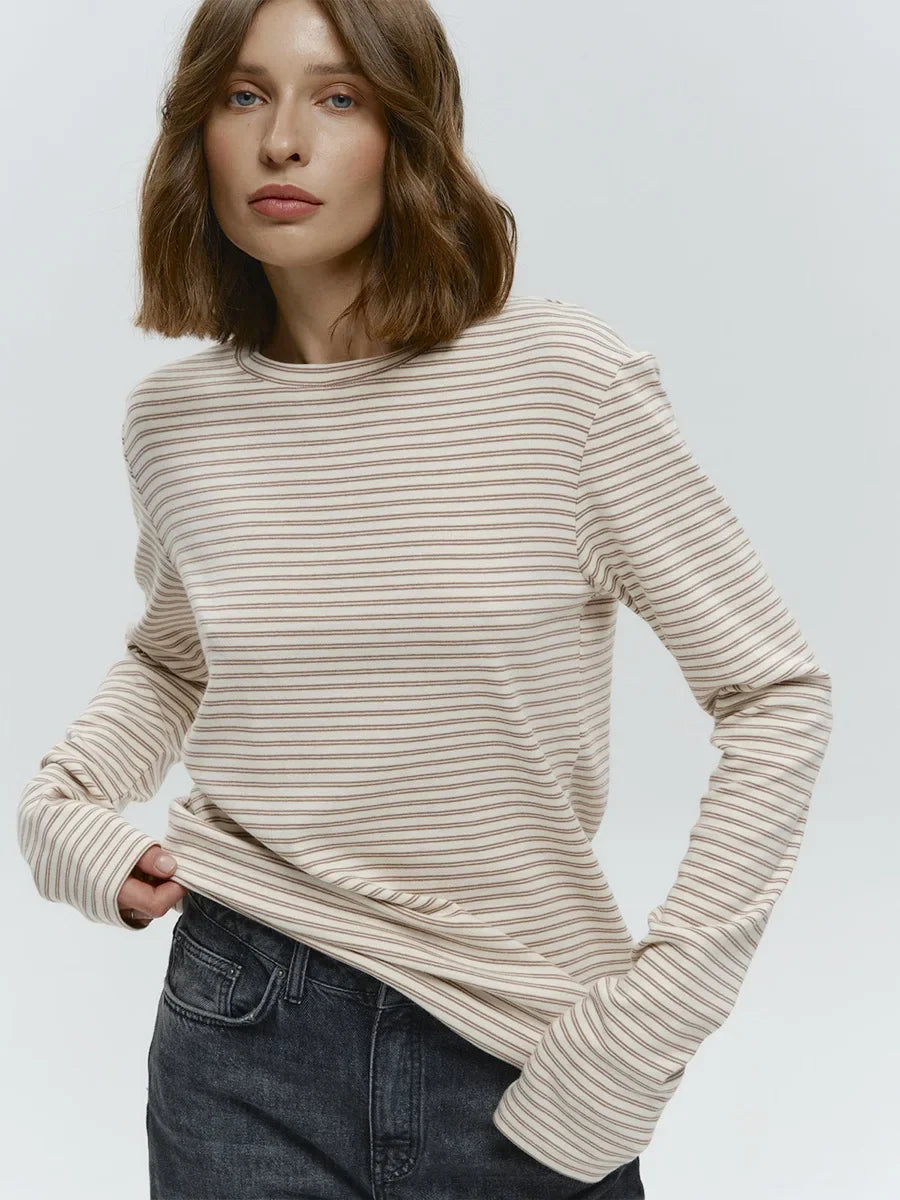 Damen Gestreiftes Langarmshirt Zeitlos Elegantes Design - Norvielle