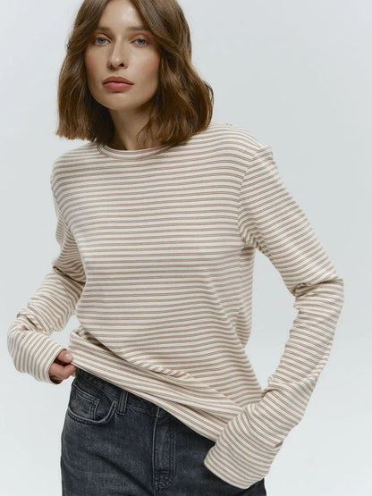 Damen Gestreiftes Langarmshirt Zeitlos Elegantes Design - Norvielle