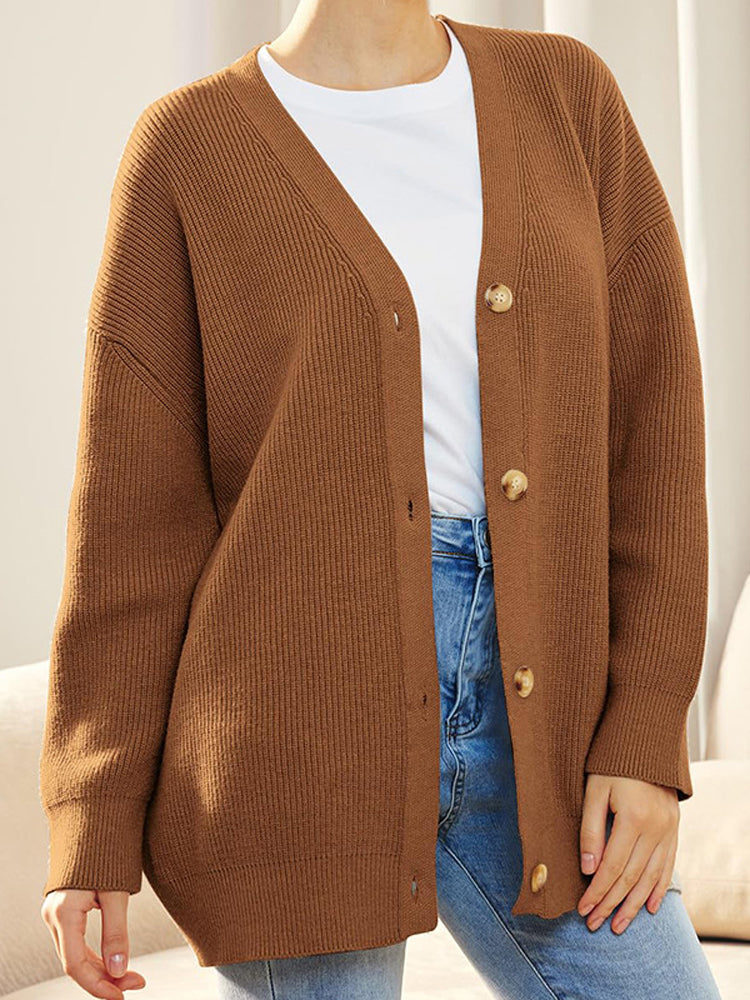 Norvielle Damen Strickjacke Gestrickt Herbst