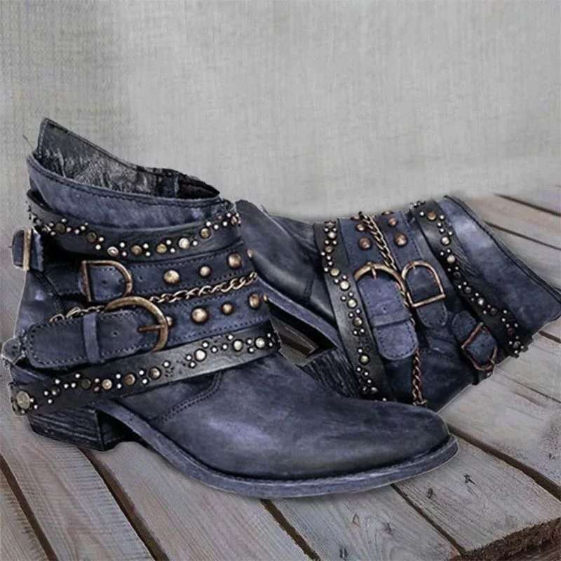 Damen Knöchelstiefel Leder Western-Design Niedriger Absatz