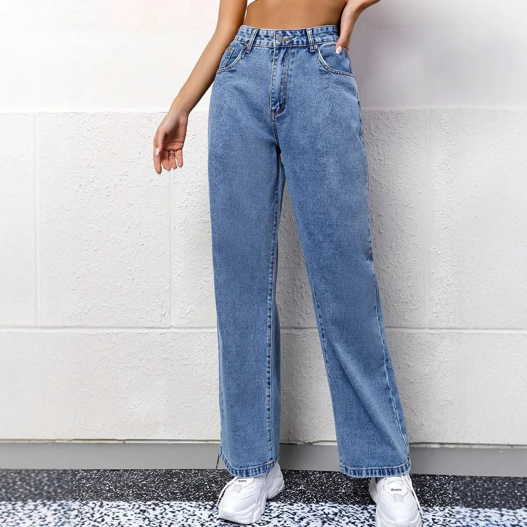 Damen Highwaist Jeans Gerade Bein
