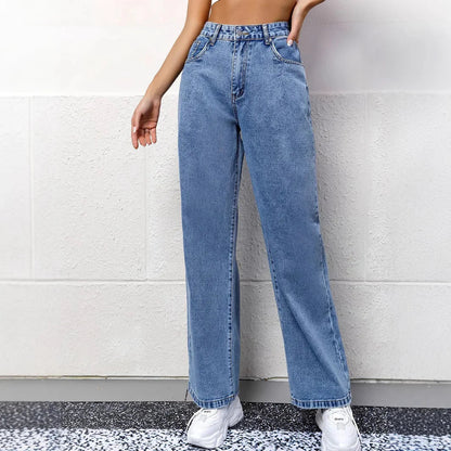 Damen Highwaist Jeans Gerade Bein