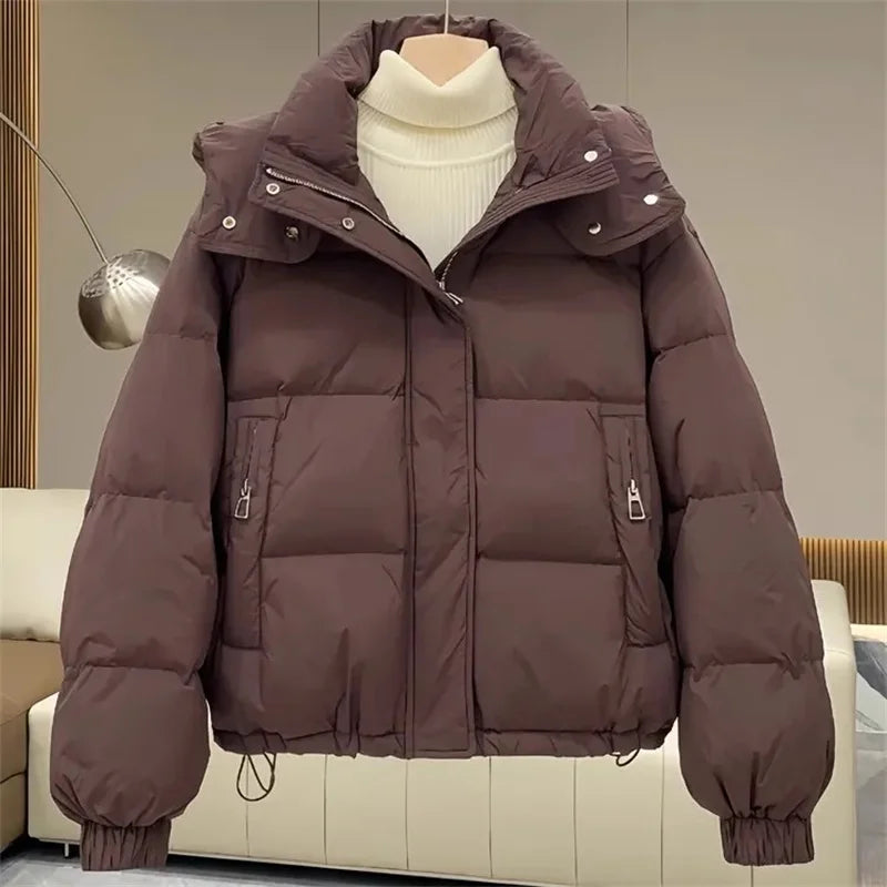 Damen Winter-Pufferjacke Lässig Schwarz - Norvielle