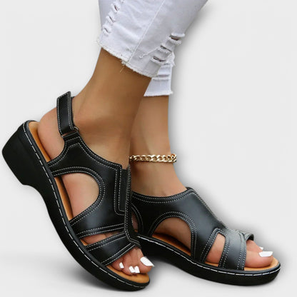 Damen Orthopädische Ledersandalen Komfortabsatz