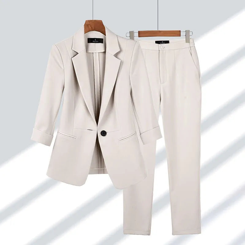 Damen Blazer-Hosen-Set Kirsche - Norvielle