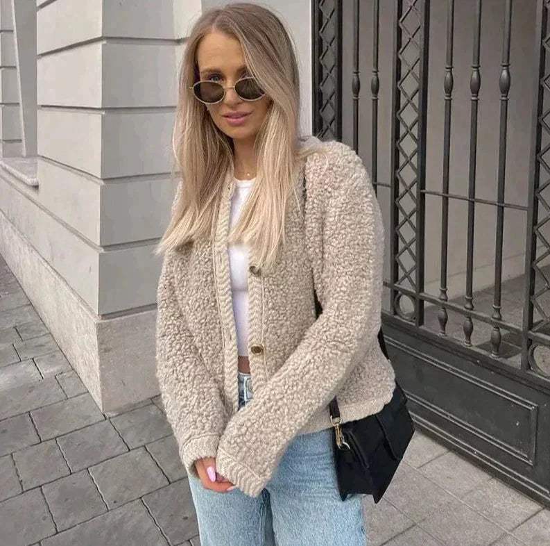 Damen Teddy-Overshirt Warme Übergangsjacke - Norvielle