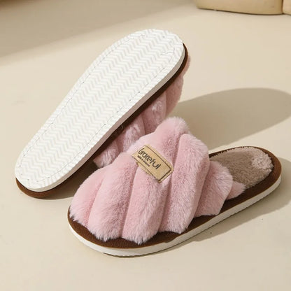 Damen Plush Slide Hausschuhe Weich Polsterung Indoor Komfort