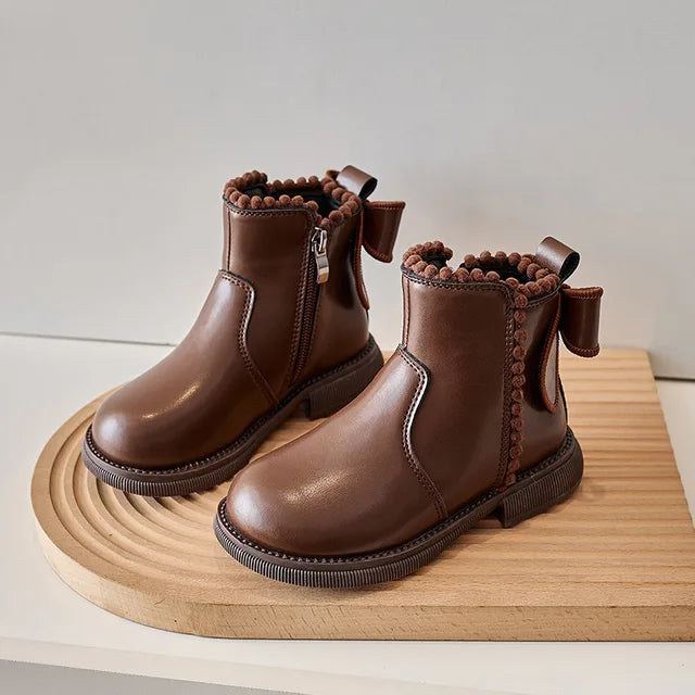 Mädchen Stiefelette Bequem PU Leder Rutschfest
