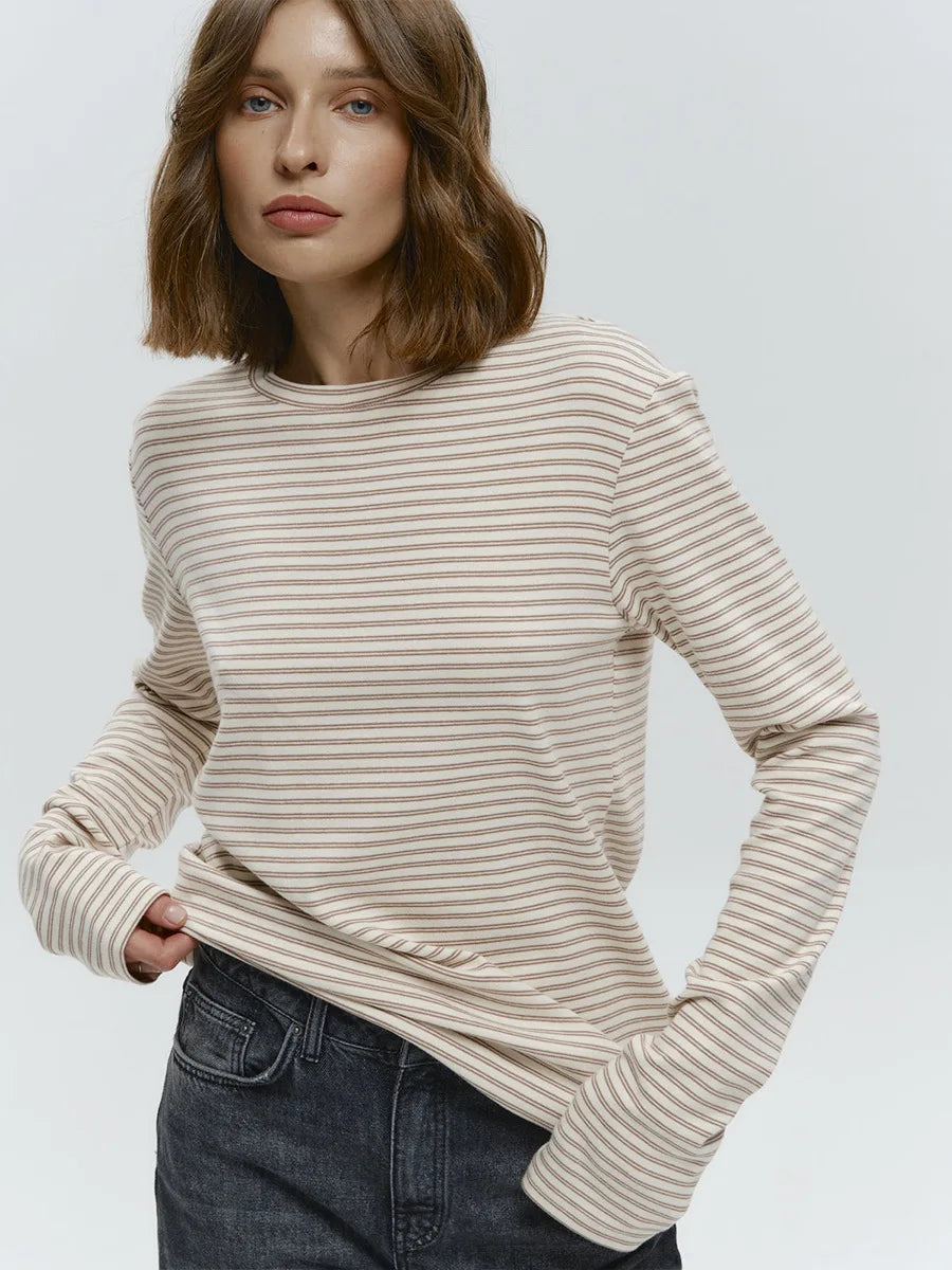 Damen Gestreiftes Langarmshirt Zeitlos Elegantes Design