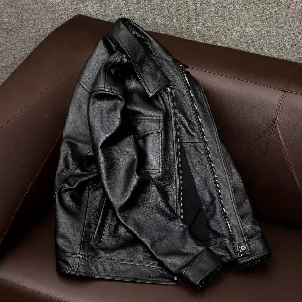 Herren Lederjacke Langlebig Knopfverschluss