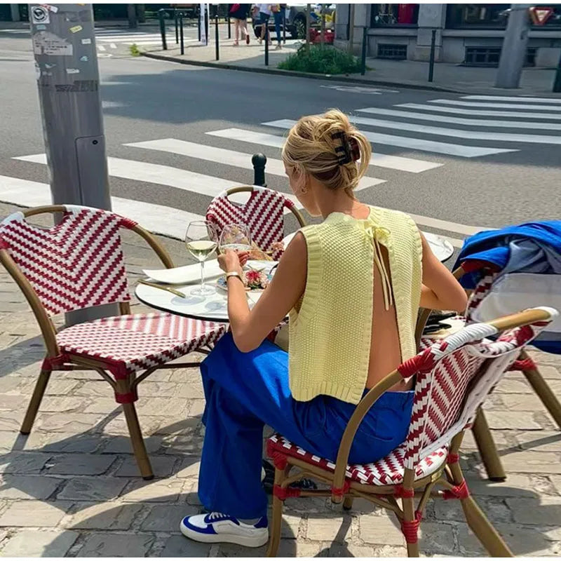 Norvielle Damen Gestricktes Rückenfreies mit Bändern