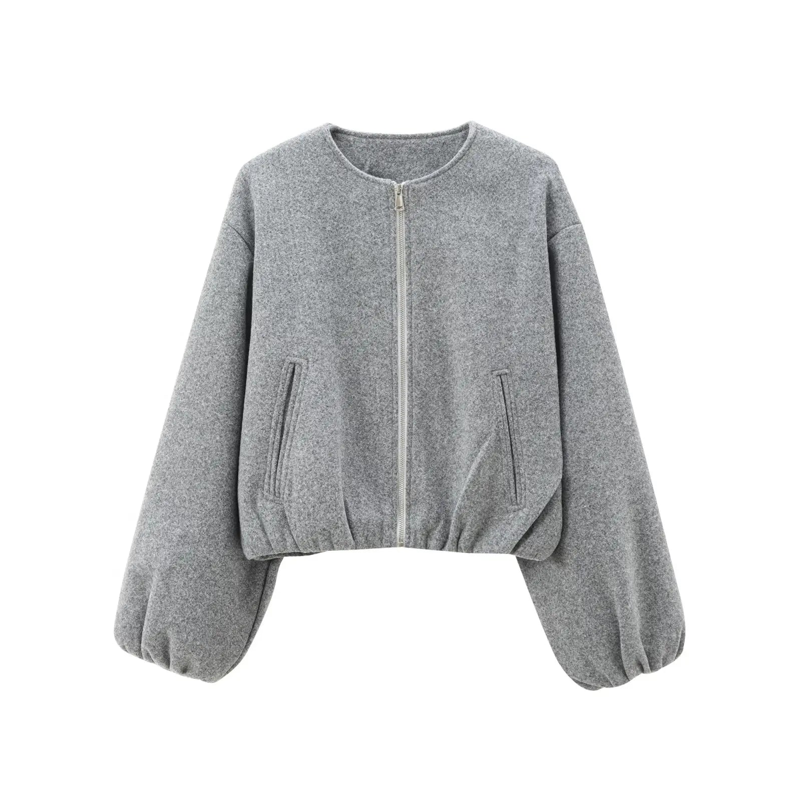 Damen Kurzjacke Reißverschluss Schwarz - Norvielle