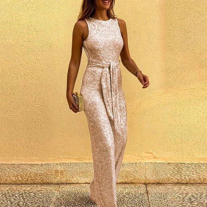 Elegante Damen Jumpsuit mit Pailletten - Norvielle
