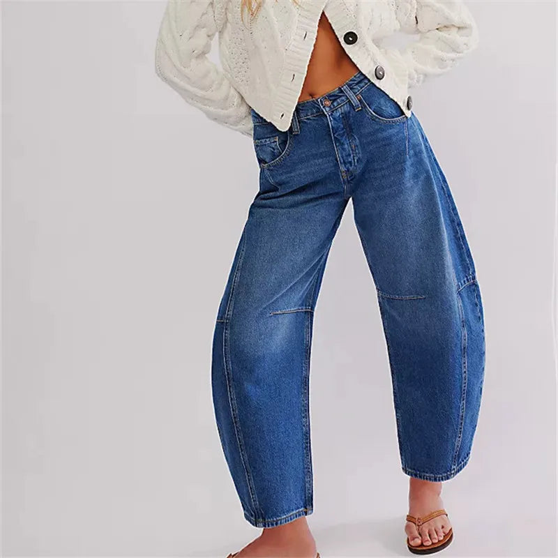 Damen Baggy Jeans Elastisch