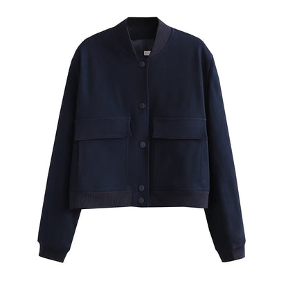 Damen Kurzjacke Taschen Modern Cropped Look