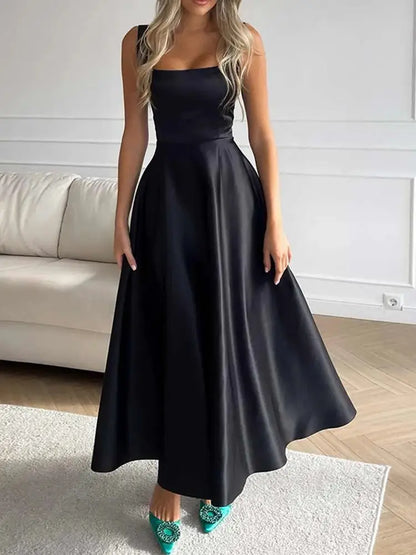 Norvielle Damen Ärmelloses Maxikleid Hohe Taille
