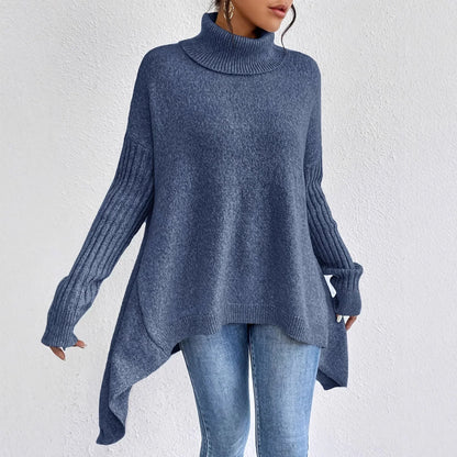 Damen Oversized Winterpullover Hochkragen Gemütlich