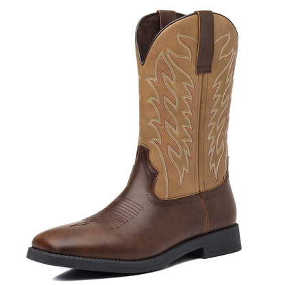 Herren Westernstiefel Mittelhoch Stickerei