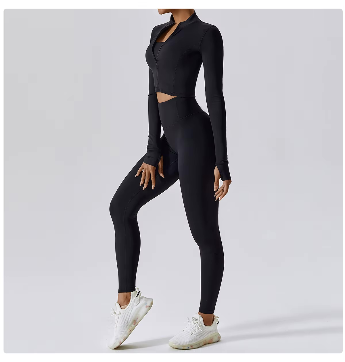 Damen Sportset 3-teilig Weste Oberteil Hose