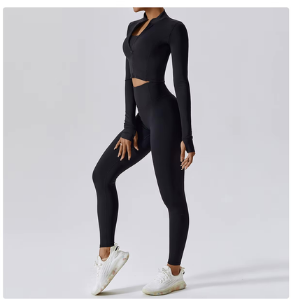 Damen Sportset 3-teilig Weste Oberteil Hose