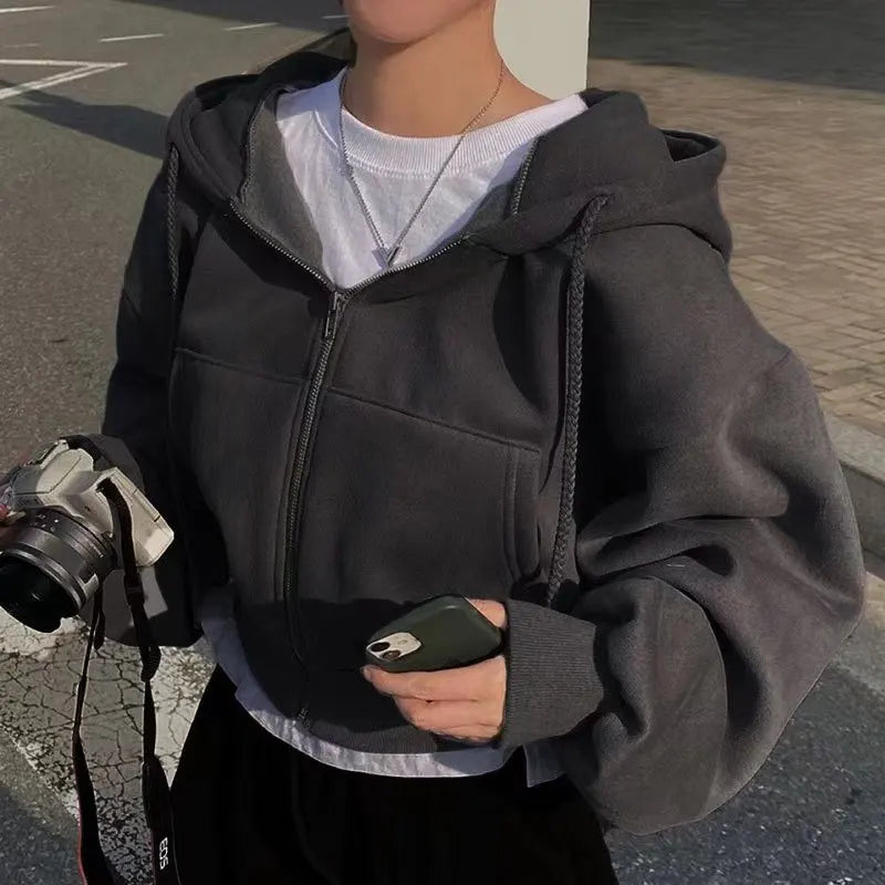 Damen Gekürztes Sweatshirt Klassisch Weich Grau