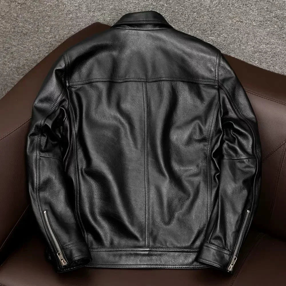 Herren Lederjacke Langlebig Knopfverschluss