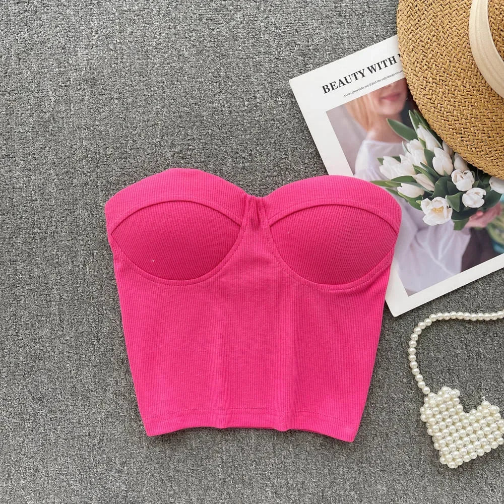 Damen Bustier- Rippstruktur Geformte Cups