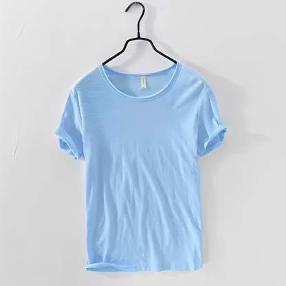 Herren Sommer T-Shirt Klassisch Baumwolle Weiß