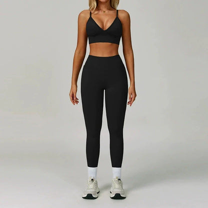 Damen Sportoutfit 3-teilig Leggings BH Jacke