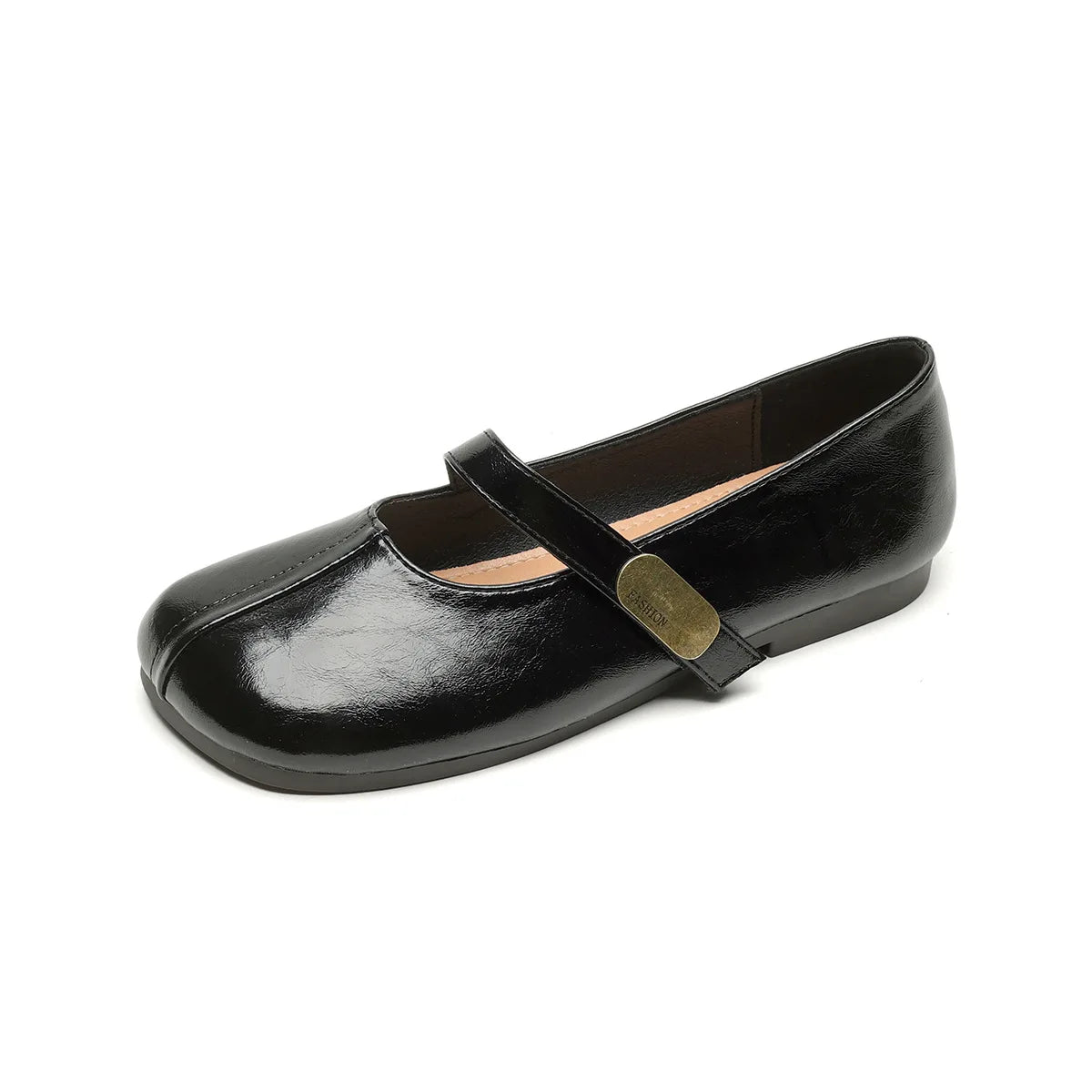 Damen Mary Jane Schuhe Runder Zehenabschluss Flach Leder