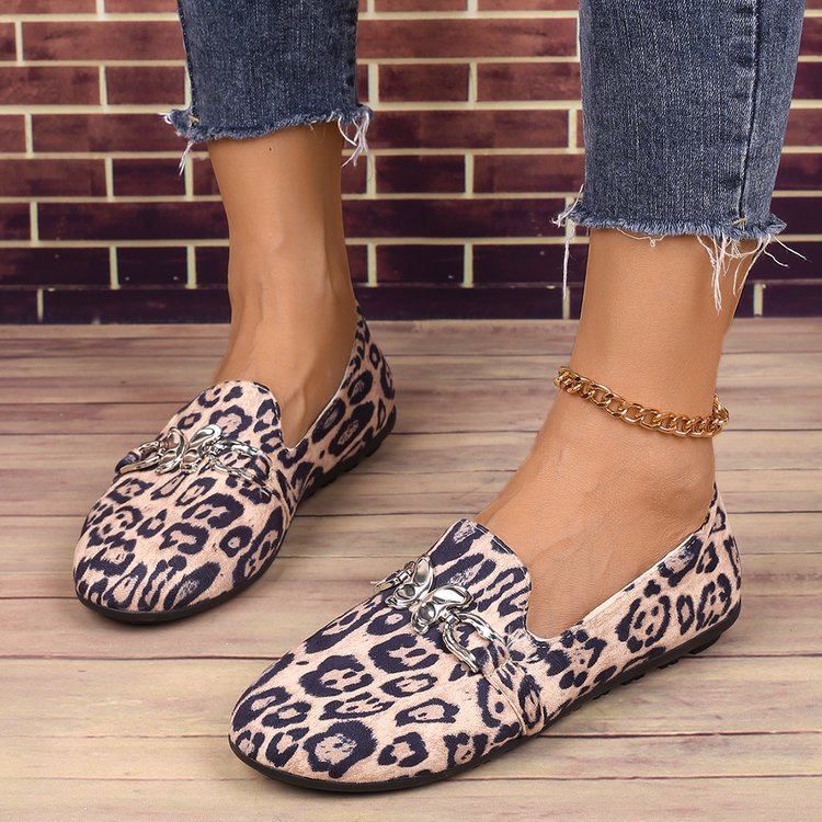 Norvielle Damen Hausschuhe Metallischer Leopardenmuster Velours