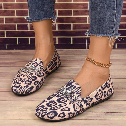 Norvielle Damen Hausschuhe Metallischer Leopardenmuster Velours
