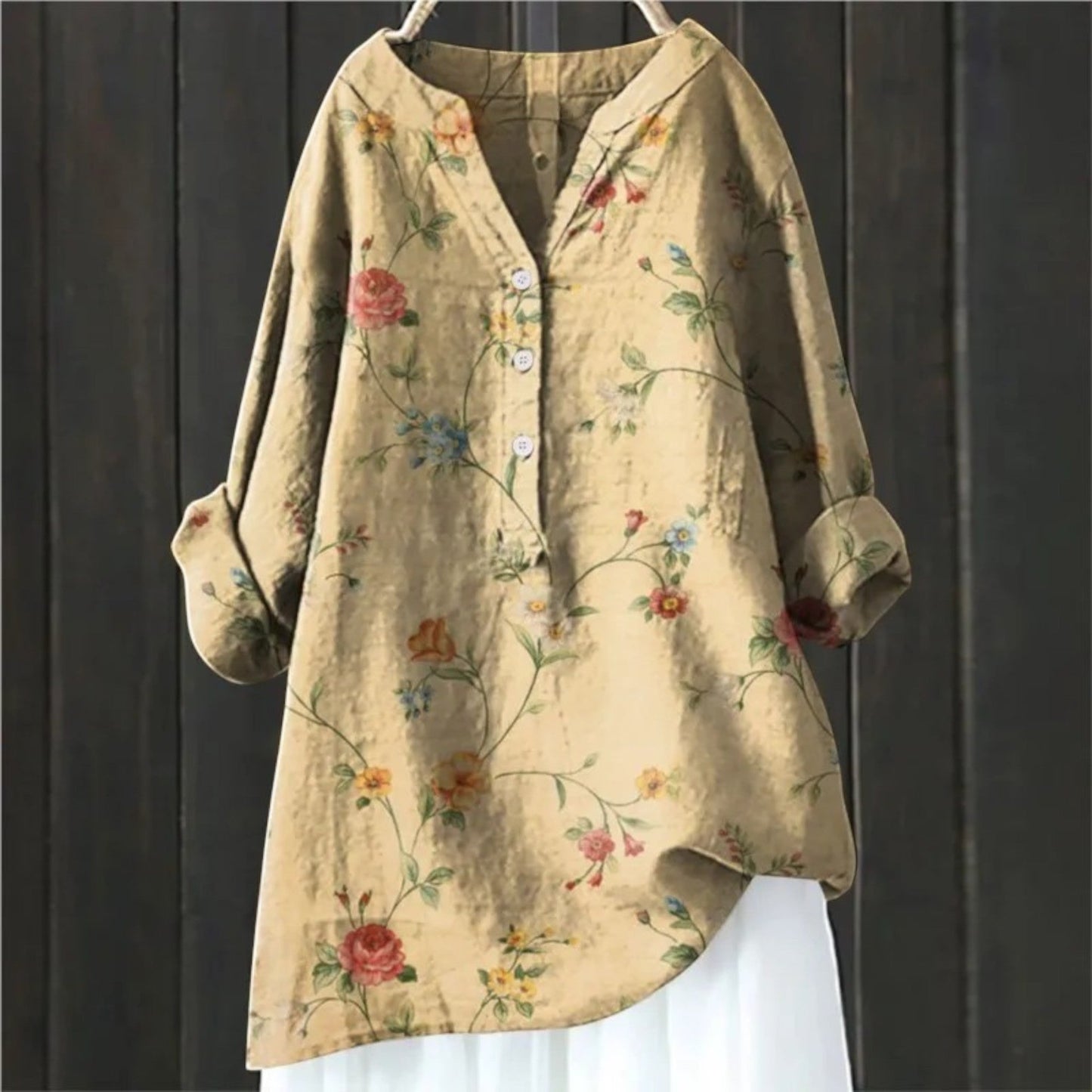 Damen Bluse V-Ausschnitt Lang