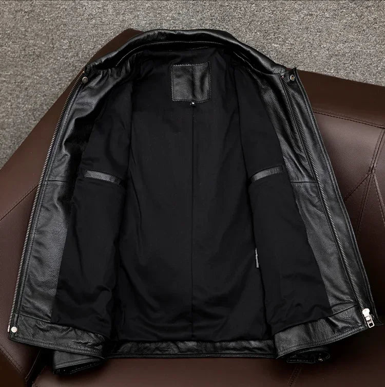 Herren Lederjacke Langlebig Knopfverschluss