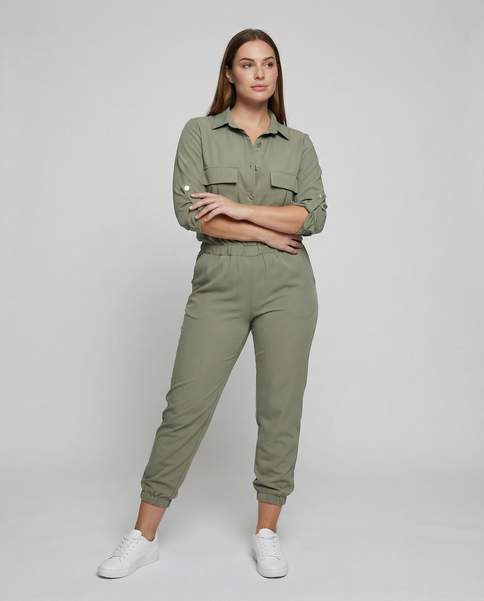 Damen Overall Umschlagkragen Freizeitkleidung - Norvielle
