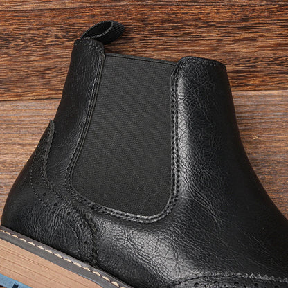 Overton Herren Chelsea Stiefel Brogue Leder