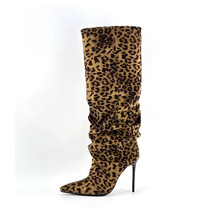 Virella Damen Stiefel Wildleder Faltenoptik Stilettoabsatz