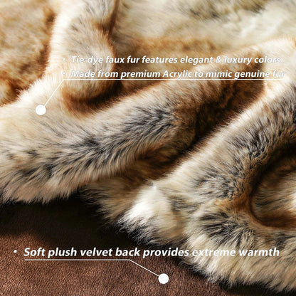 Kunstfell-Decke Flauschig Warm Beige Für Sofa Schlafzimmer