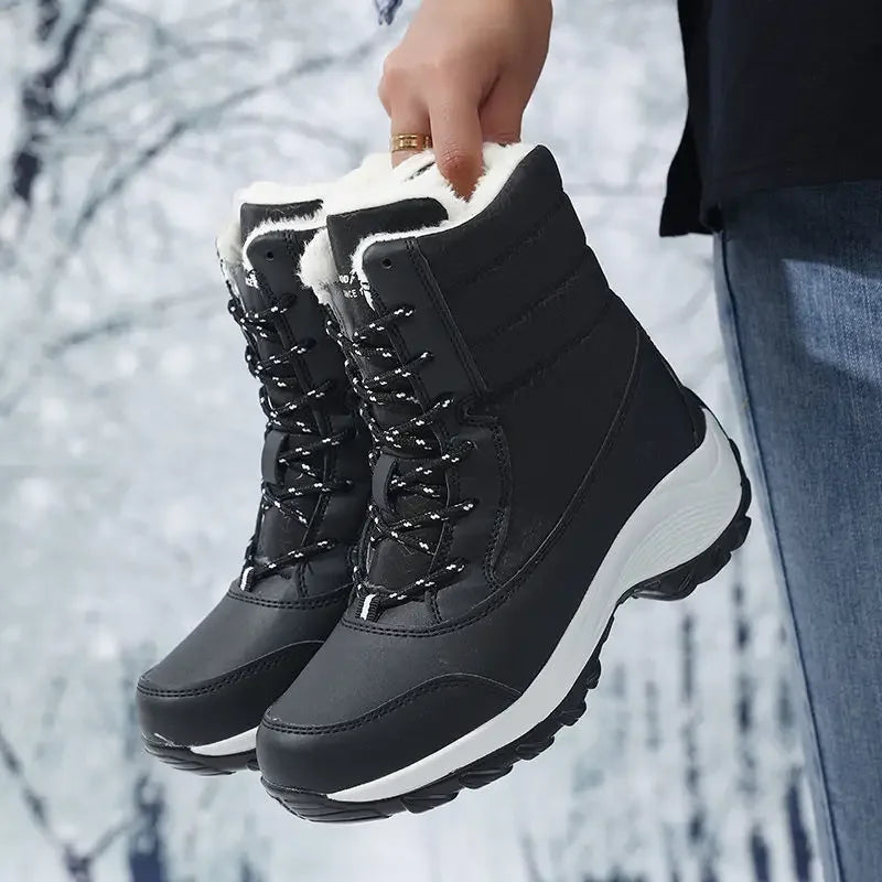 Damen Schneestiefel Mid Calf Kunstfell gefüttert Wasserabweisend