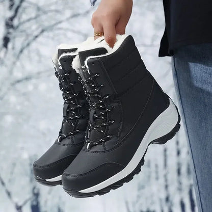 Damen Schneestiefel Mid Calf Kunstfell gefüttert Wasserabweisend