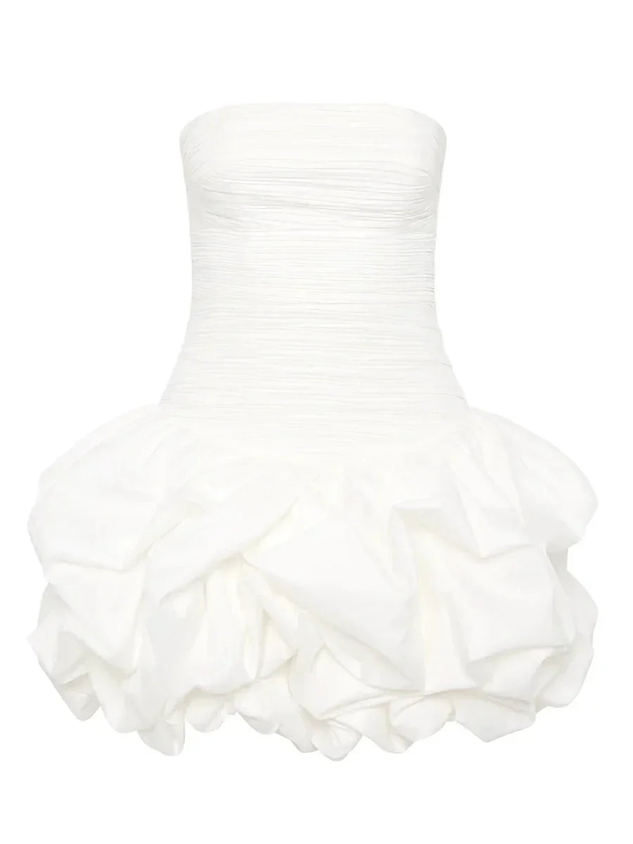 Damen Schulterfreies Minikleid Ballonrock Floralmuster