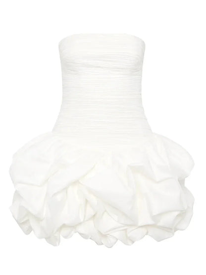 Damen Schulterfreies Minikleid Ballonrock Floralmuster