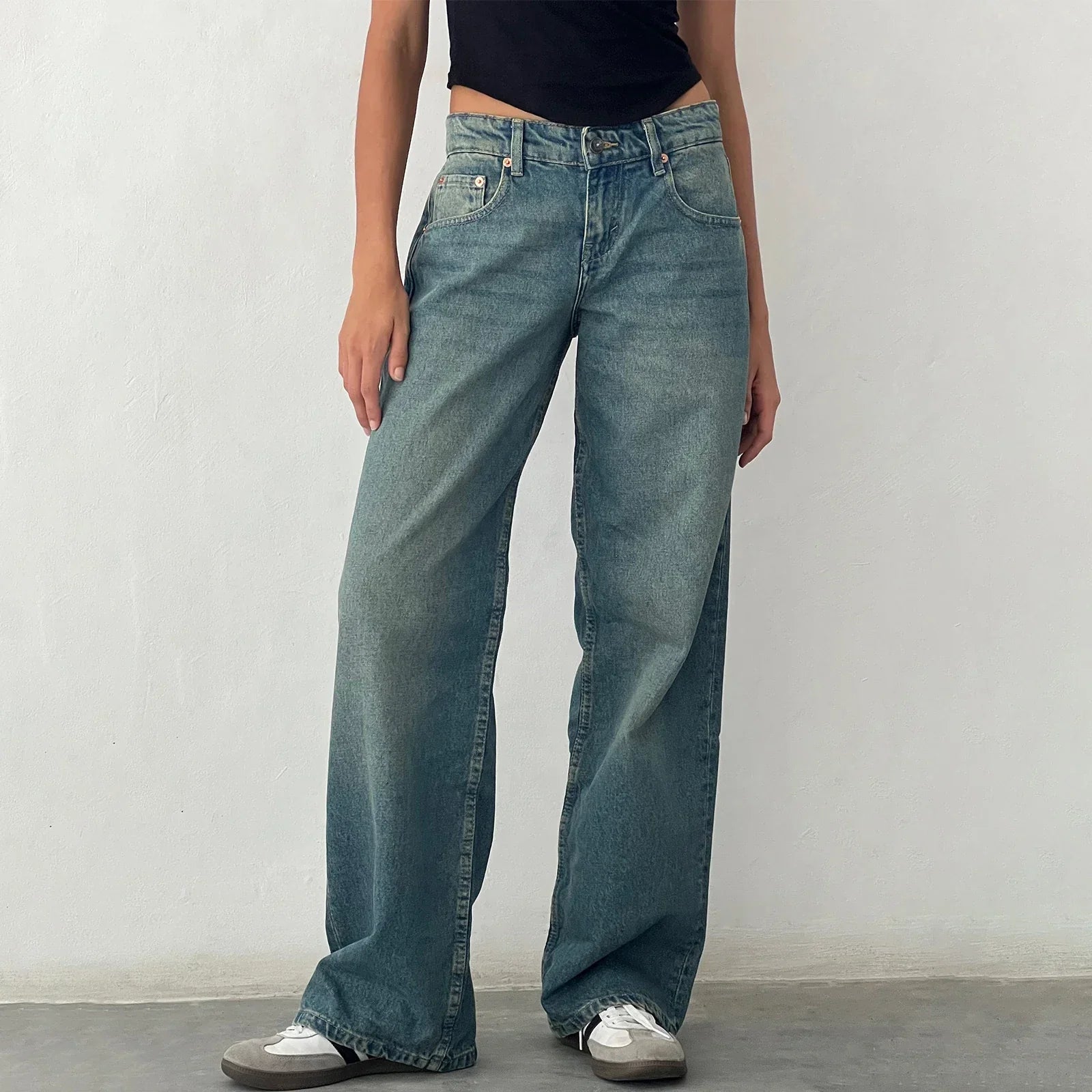 Damen Weitbein Jeans Vintage Look - Norvielle