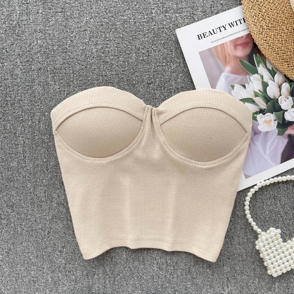 Damen Bustier- Rippstruktur Geformte Cups