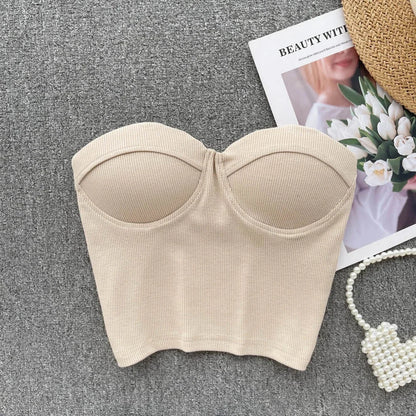 Damen Bustier- Rippstruktur Geformte Cups