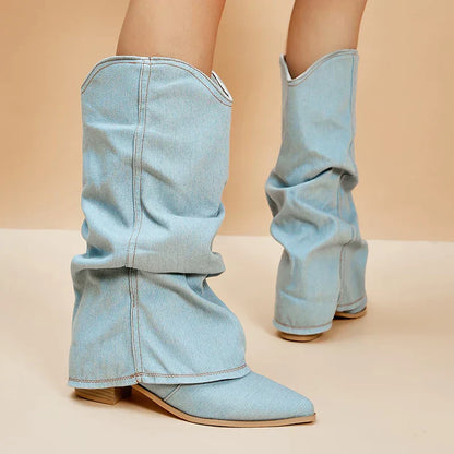 Damen Stiefel Langschaft Leder