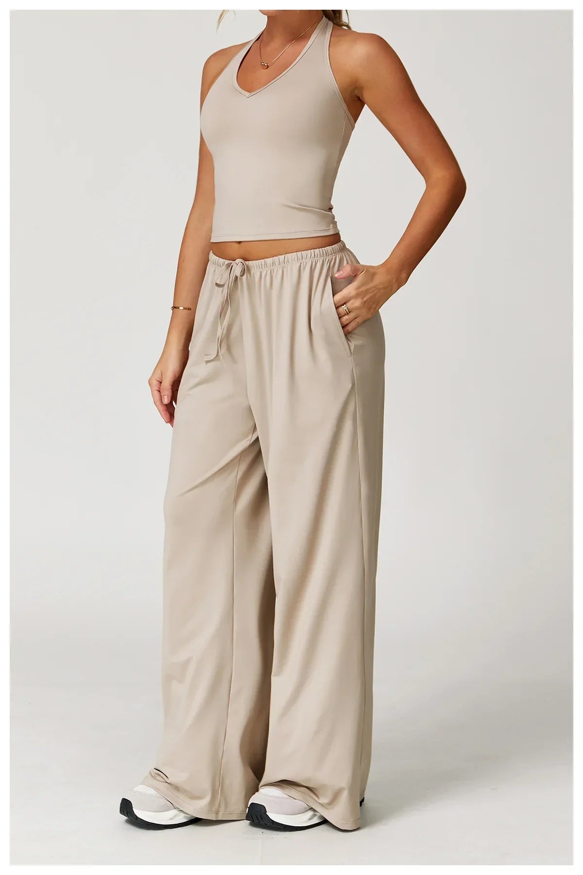 Damen Lounge Set Halter Crop